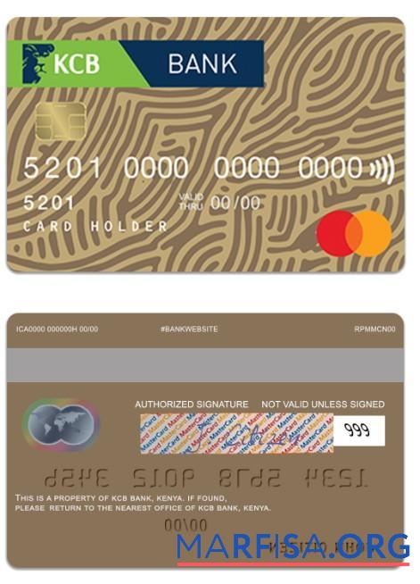 Downloadable Kenya KCB Bank gold mastercard sample